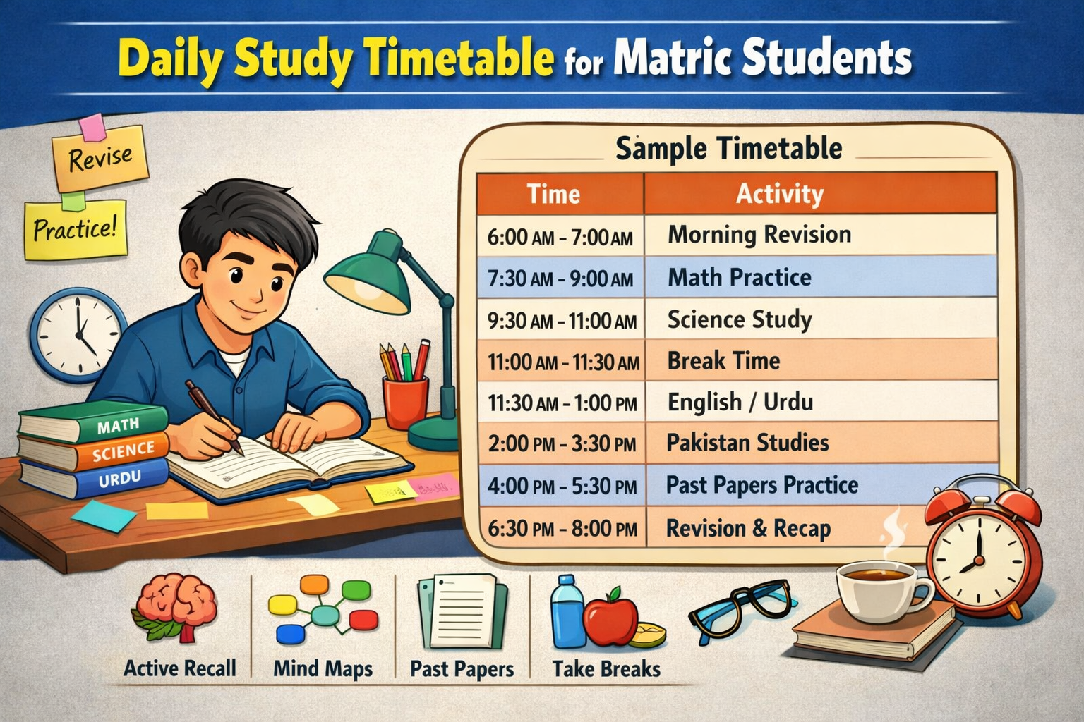 Daily Study Timetable for Matric Students