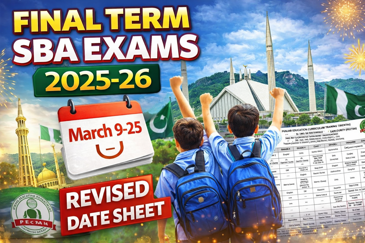 Revised Date Sheet for the Final Term SBA Exams